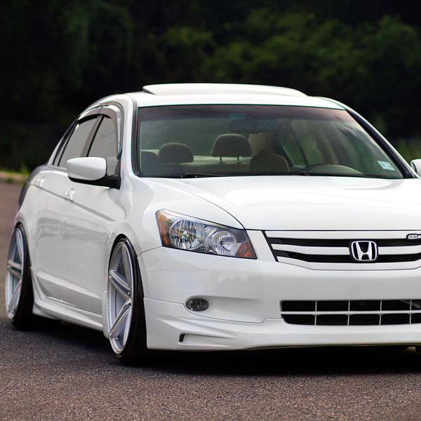 White Honda Accord with Custom Painted Grille - Photo by Vossen