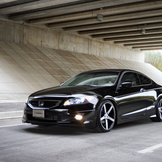 Yellow LED Fog Lights on Black Honda Accord - Photo by Vossen