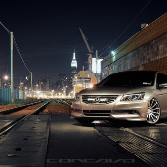 Custom Metallic Honda Accord with Chrome Grille - Photo by Concave Wheels
