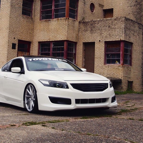Custom White Honda Accord with Blacked Out Grille - Photo by Vossen