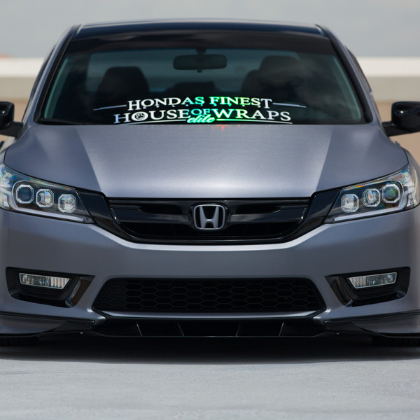Gray Matte Honda Accord with Custom LED Headlights - Photo by Vossen
