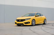 Yellow Honda Civic Coupe Rocking TSW Custom Wheels