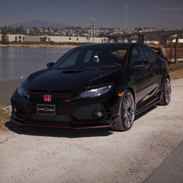 Black Honda Civic with Crystal Clear LED Headlights - Photo by PUR Wheels