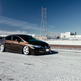 Custom Stanced Brown Honda Civic - Photo by Avant Garde Wheels