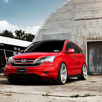 Red Honda CR-V with Custom Chrome Grille - Photo by Vossen