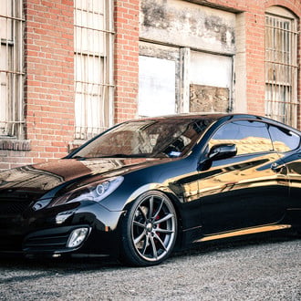 Stanced Hyundai Genesis Coupe on ACE Alloy Wheels - Photo by ACE Alloy