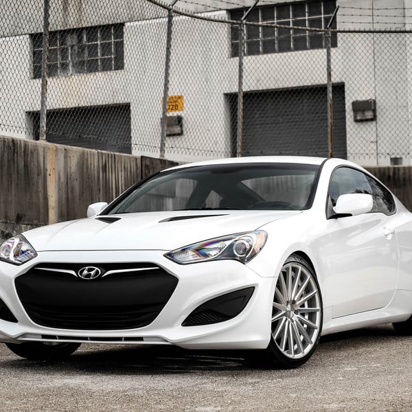 White Hyundai Genesis Coupe with Custom Front Bumper Cover - Photo by Vossen