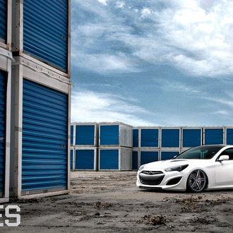 White Hyundai Genesis Coupe with Custom Black Grille - Photo by Vossen