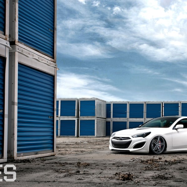 White Hyundai Genesis Coupe with Custom Black Grille - Photo by Vossen