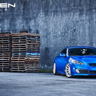 Custom Grille on Blue Hyundai Genesis Coupe - Photo by Vossen