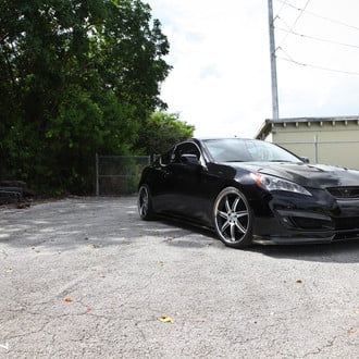 Carbon Fiber Hood on Black Hyundai Genesis Coupe - Photo by Vossen