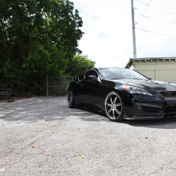 Carbon Fiber Hood on Black Hyundai Genesis Coupe - Photo by Vossen