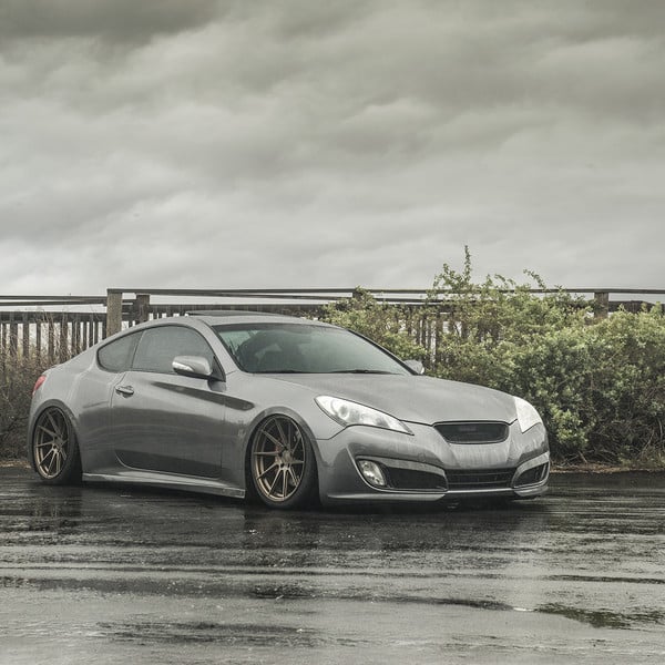Crystal Clear Headlights on Gray Hyundai Genesis Coupe - Photo by Avant Garde Wheels