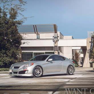 Silver Hyundai Genesis Coupe with Custom Front Bumper - Photo by Avant Garde Wheels