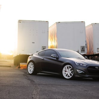 Custom Headlights on Black Hyundai Genesis Coupe - Photo by Avant Garde Wheels