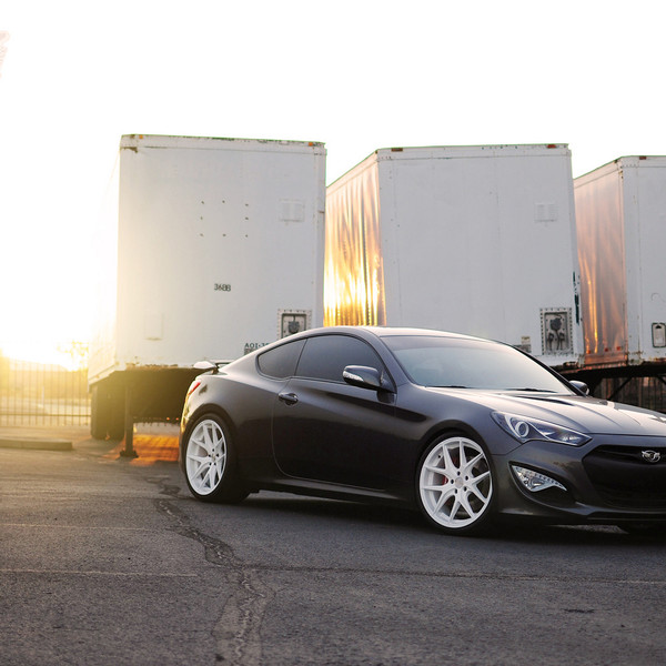 Custom Headlights on Black Hyundai Genesis Coupe - Photo by Avant Garde Wheels