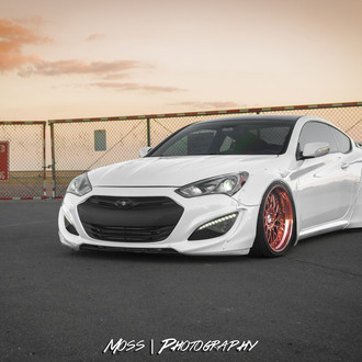 Rocket Bunny Style Body Kit on White Genesis Coupe - Photo by Avant Garde