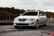 White Hyundai Genesis Looking Classy on 5 Spoke Custom Wheels