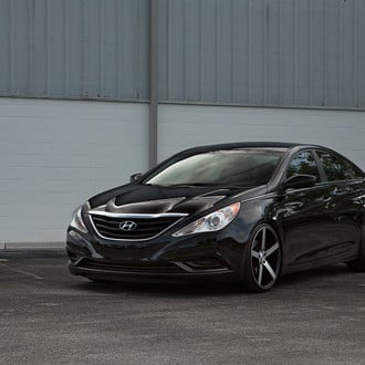Custom Front Bumper on Black Hyundai Sonata - Photo by Vossen