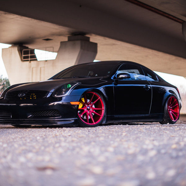 Black Infiniti G35 with Custom Billet Grille - Photo by JR Wheels