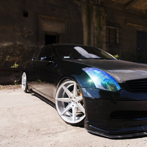 Black Infiniti G35 with Carbon Fiber Hood - Photo by JR Wheels