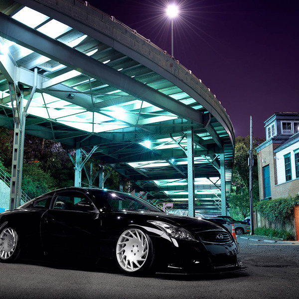 Custom Stanced Gloss Black Infiniti G37 - Photo by Vossen