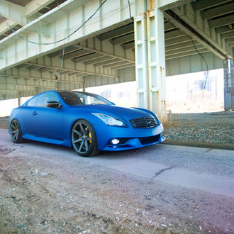 Custom Matte Blue Infiniti G37 with LED Headlights - Photo by Vossen