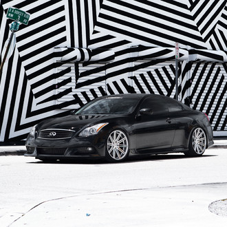 Custom Black Infiniti G37 with LED Headlights - Photo by Vossen