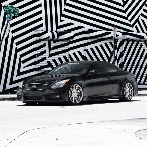 Custom Black Infiniti G37 with LED Headlights - Photo by Vossen