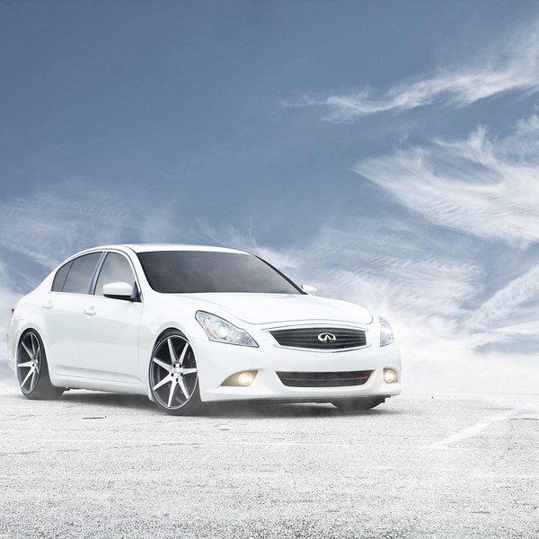 White Infiniti G37 with Crystal Clear Headlights - Photo by Vossen