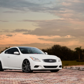 Custom White Infiniti G37 with Chrome Grille - Photo by Vossen