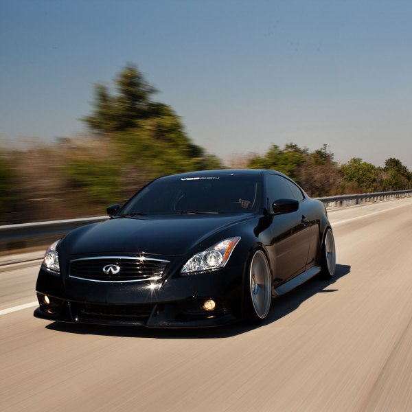 Gloss Black Infiniti G37 with Custom Front Bumper - Photo by Vossen