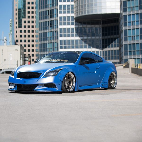 Blue Stanced Infiniti G37 with Liberty Walk Body Kit - Photo by Vossen