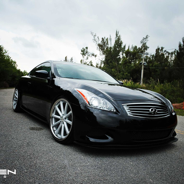Black Stanced Infiniti G37 Front Lip - Photo by Vossen