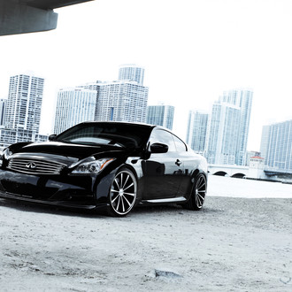Custom Gloss Black Infiniti G37 with Chrome Grille - Photo by Vossen