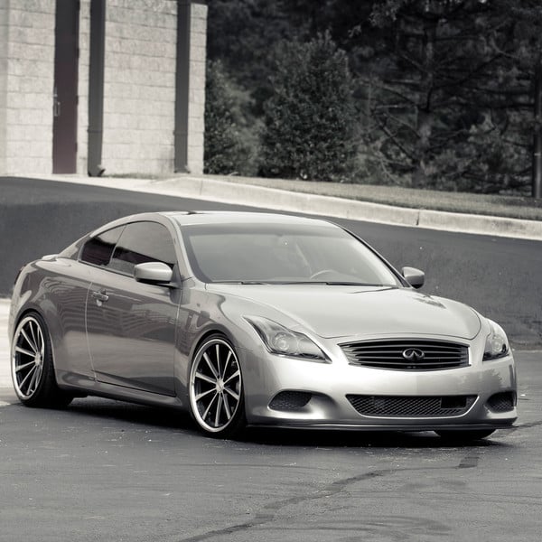 Silver Metallic Infiniti G37 with Custom Front Lip - Photo by Vossen