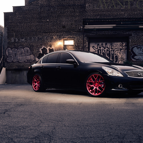 Black Infiniti G37 with Custom Chrome Grille - Photo by Avant Garde Wheels
