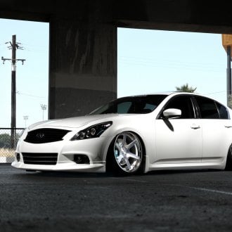 White Stanced Inifniti G37 Slammed and Enriched with Carbon Fiber Lip ...