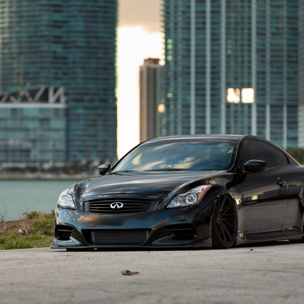 Custom Stanced Gloss Black Infiniti G37 - Photo by Vossen
