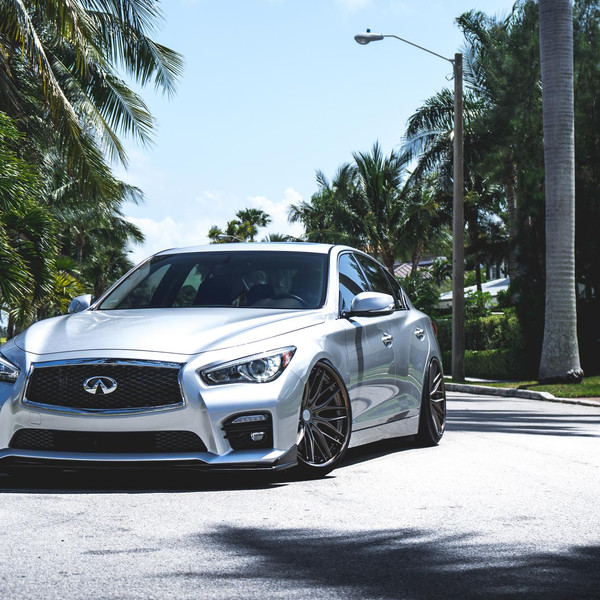 Platinum Infiniti Q50 Sitting on VOSSEN X WORK VWS2 Wheels - Photo by Vossen