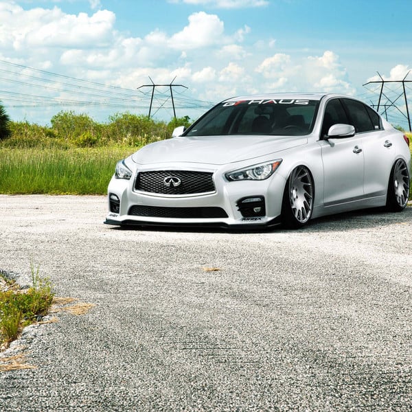 White Infiniti Q50 with AirRex Suspension System - Photo by Vossen