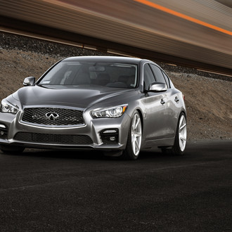 Silver Metallic Infiniti Q50 with Custom Front Lip - Photo by Vossen