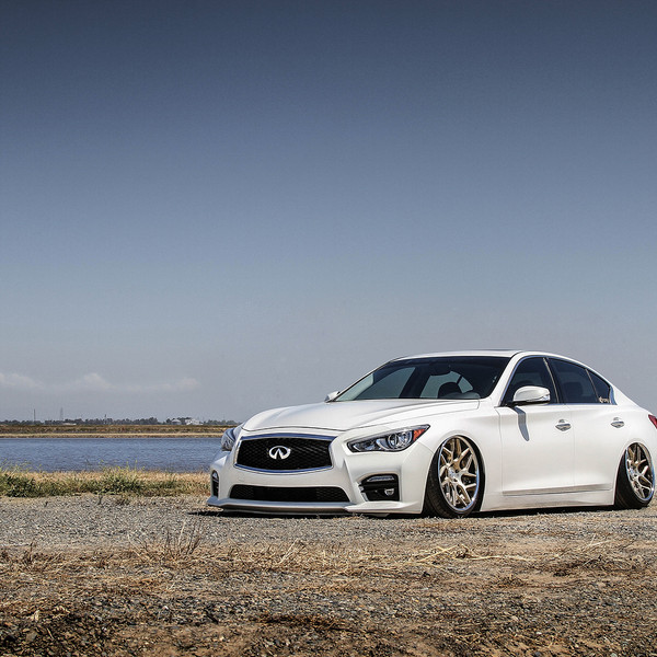 Custom White Stanced Infiniti Q50 - Photo by Avant Garde Wheels