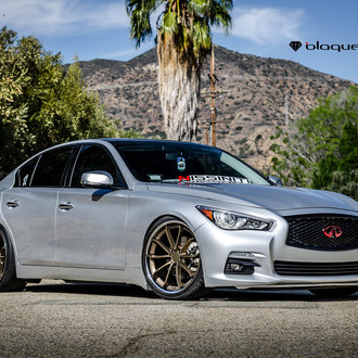 Exclusive Face of Silver Infiniti Q50 with Custom Grille and Emblem