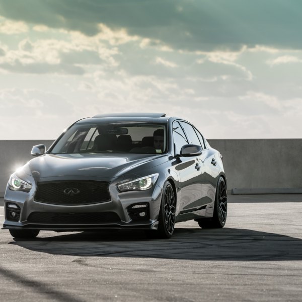 Gray Infiniti Q50 with DRL-Bar Style Headlights - Photo by Vossen