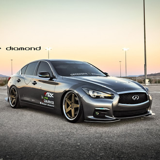 Lowered Infiniti Q50 on Custom Wheels - Photo by Black Diamond
