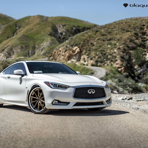 White Infiniti Q60 with Custom Mesh Grille - Photo by Blaque Diamond