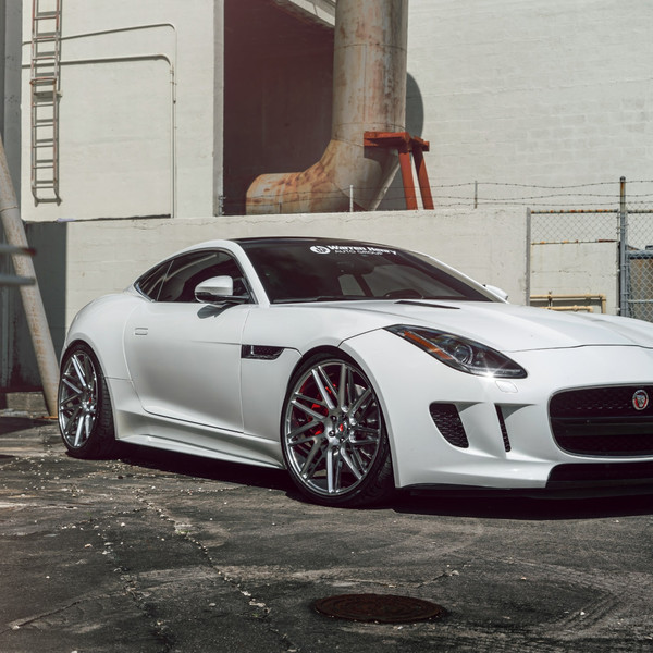 White Jaguar F-Type with Custom Front Bumper - Photo by Vossen