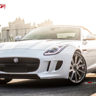 Headlights with DRL-Bar on White Jaguar F-Type - Photo by Vellano