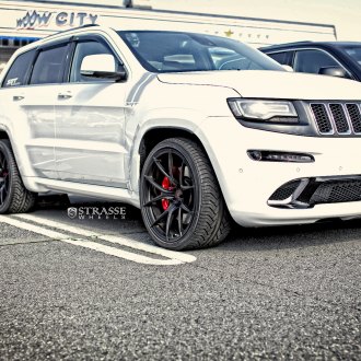 Red Jeep Grand Cherokee on Gloss Black Strasse Wheels Featuring Red ...